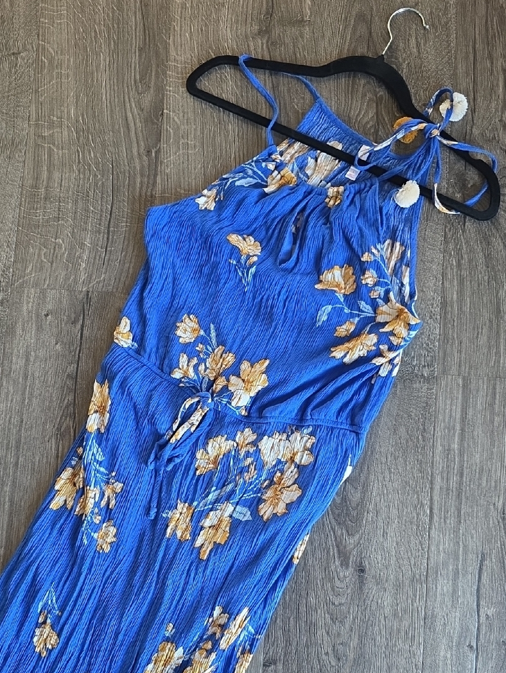 Xhilaration Blue Floral Maxi Dress with Yellow Accents